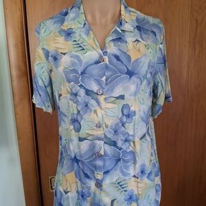 Alfred Dunner Blue and Yellow Floral Blouse